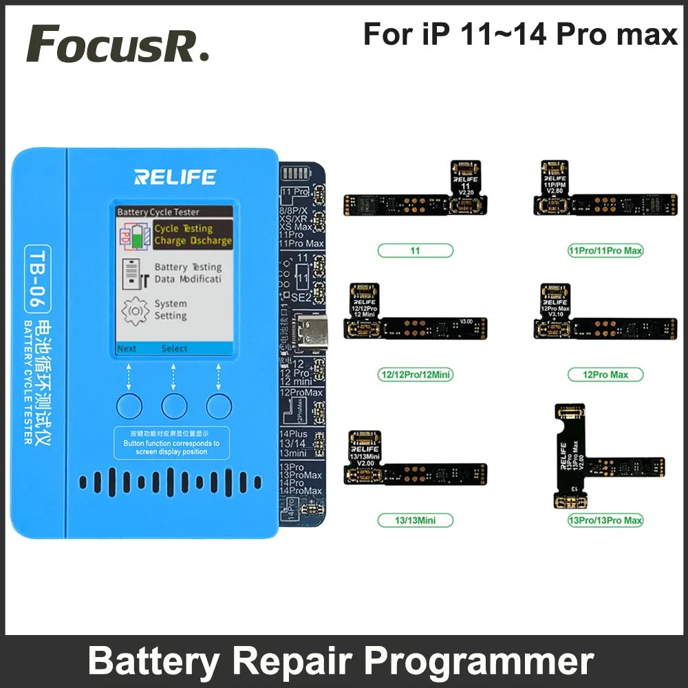 RELIFE TB-06 programmatore di riparazione della batteria per iPhone XS 11 12 13 14 Pro Max batteria Flex Cable cicli dati strumento di recupero