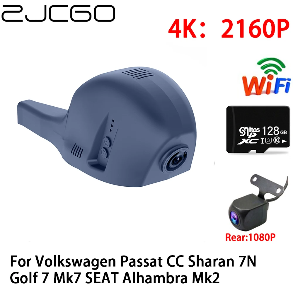 

ZJCGO 2K 4K Car DVR Dash Cam Wifi Front Rear Camera 2 Lens 24h for Volkswagen Passat CC Sharan 7N Golf 7 Mk7 SEAT Alhambra Mk2