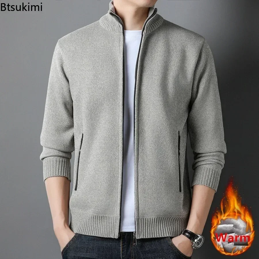 Novo Cardigã Masculino 2026: Moletom Quente com Capuz e Gola Alta, Estilo Casual e Versátil, Blusão Masculino com Forro de Lã para o Inverno