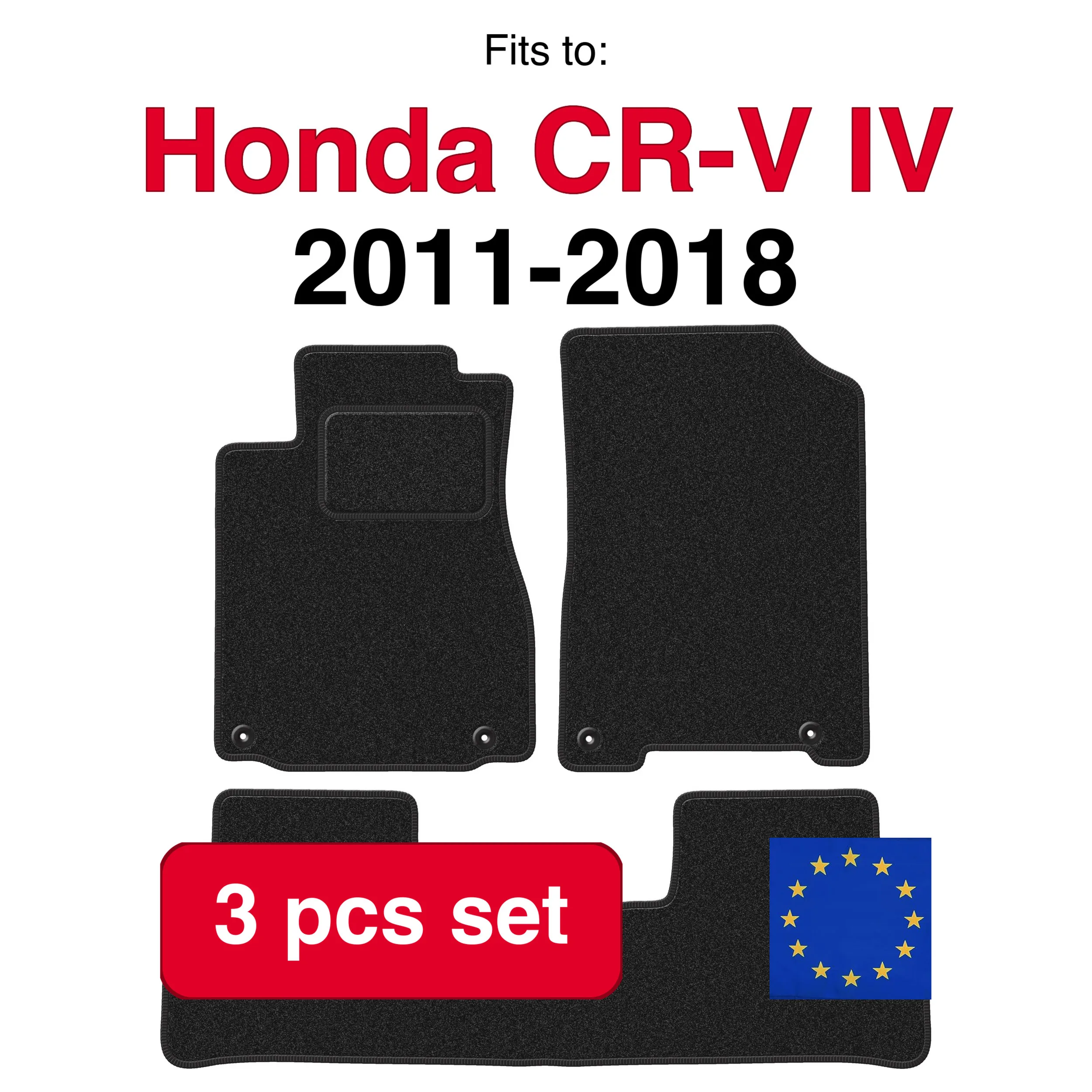Image of ANTHRA Velours-Automatten für Honda CR-V IV SUV (2011-2018) - Anthrazit (3 Stück) passgenaues Automattenset