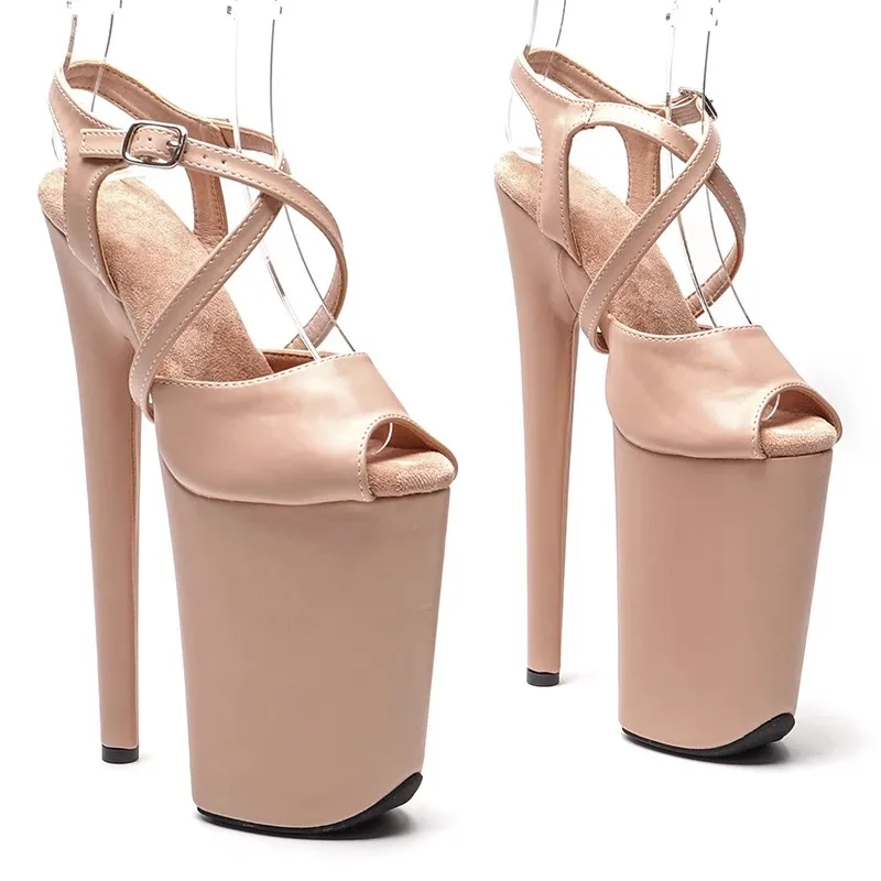 

Peep Toe 23CM/9inches PU Upper Plating Platform Sexy High Heels Sandals Pole Dance Shoes 018