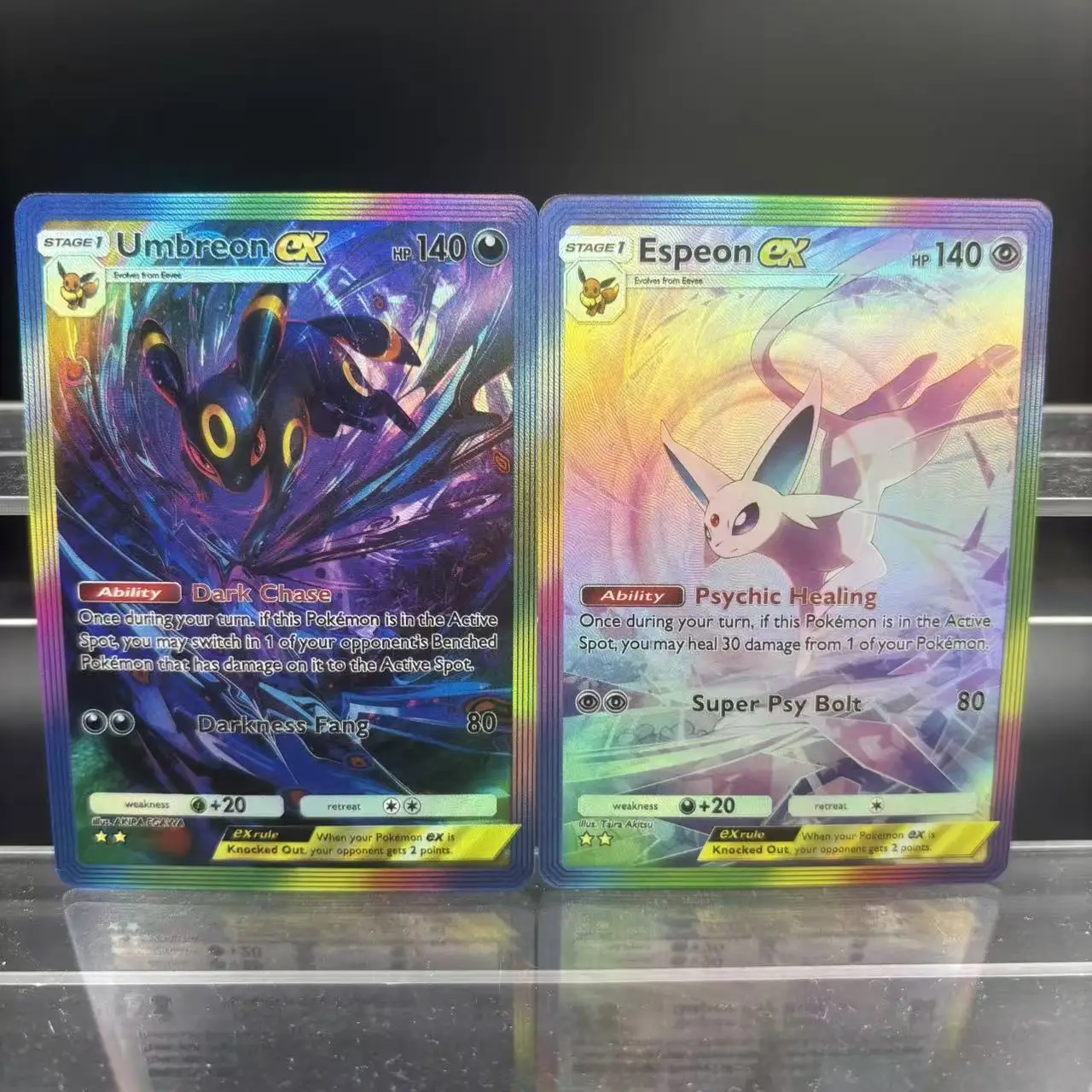 2 قطعة/المجموعة Diy بها بنفسك الذاتي الإنجليزية PTCG جيب Umbreon Espeon Lugia Ho-Oh بطاقة فلاش الكلاسيكية أنيمي جمع بطاقة هدية لعبة #1