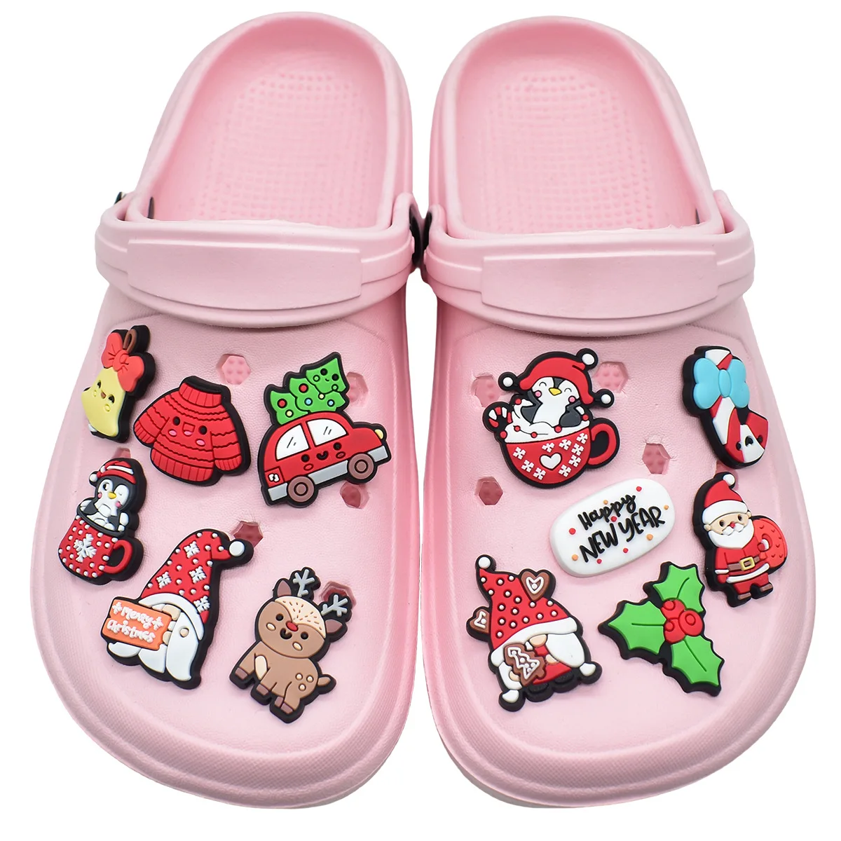 

New Christmas Cartoon Series PVC Charm Shoes Accessories Garden Shoes Wooden Clogs Sandals DIY Decoration Children's Party Gifts