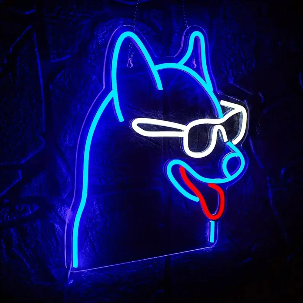 Dog Neon Sign, Blue LED Neon Wall Decor, Puppy Neon Sign, USB Power Supply, Bedroom Home Pet Shop Room Playroom Neon Sign