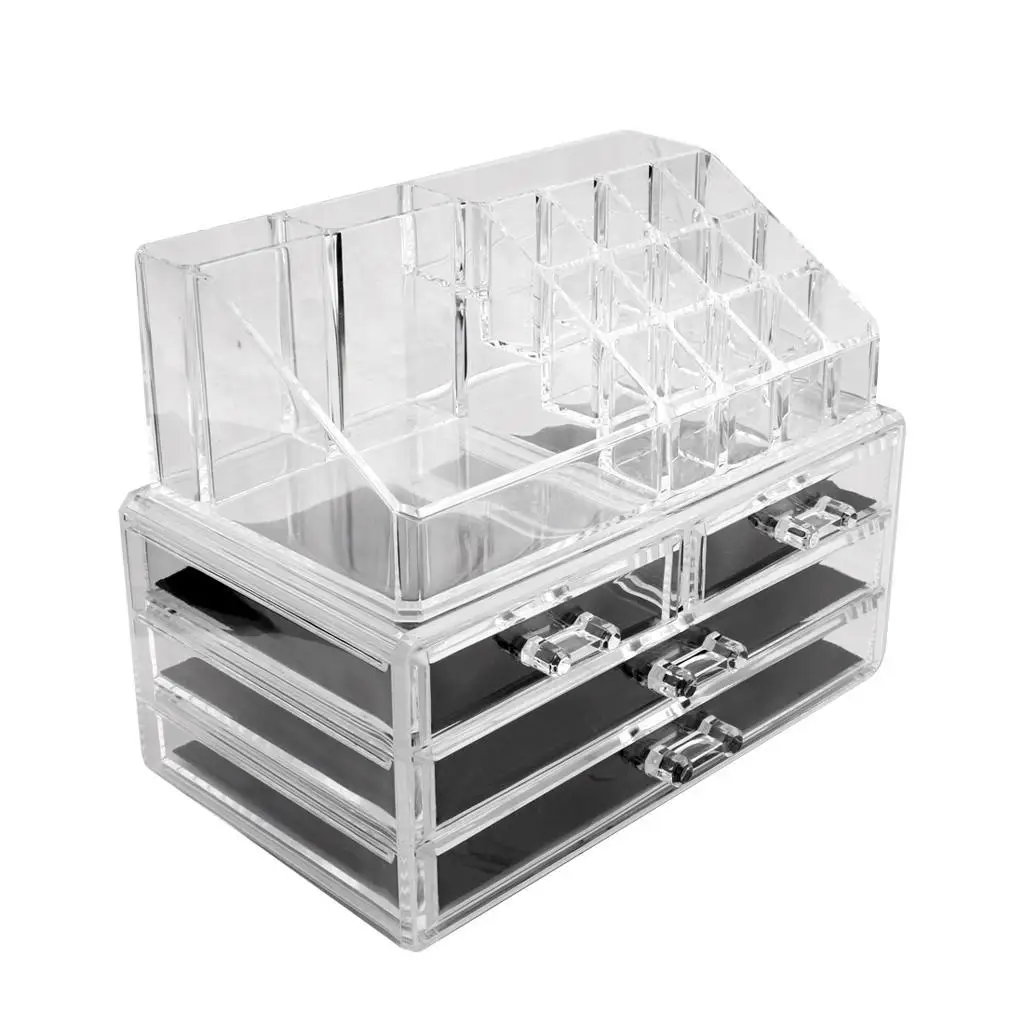 Clear Acrylic Jewelry Storage Organizer Drawer Makeup Box Display Holder