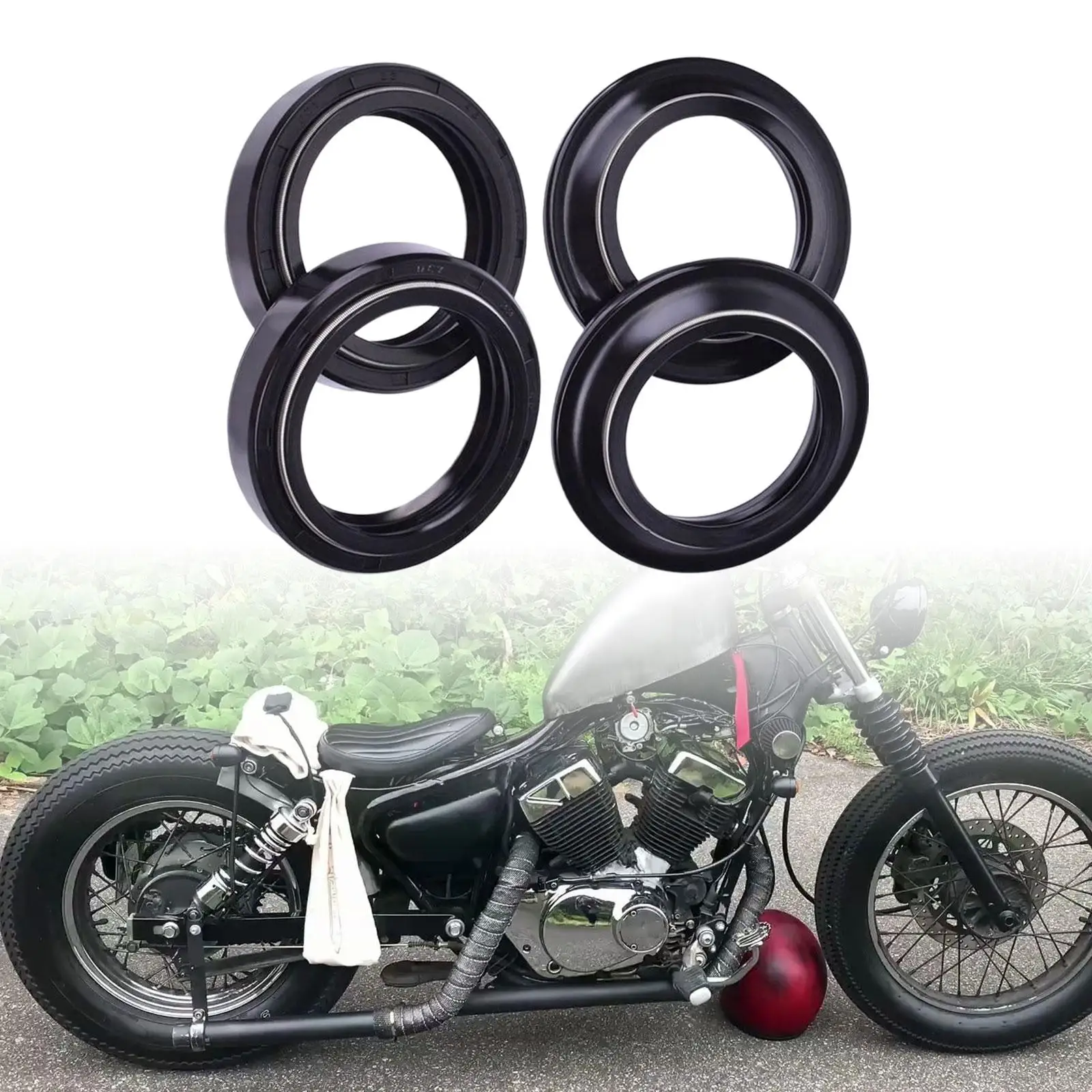 4 Pieces Motorcycle Front Fork Damper Shock Oil Seal & Dust Seal Parts for Yamaha TW200 XV125 Virago Yzf-r125 Yzf-r15 150cc