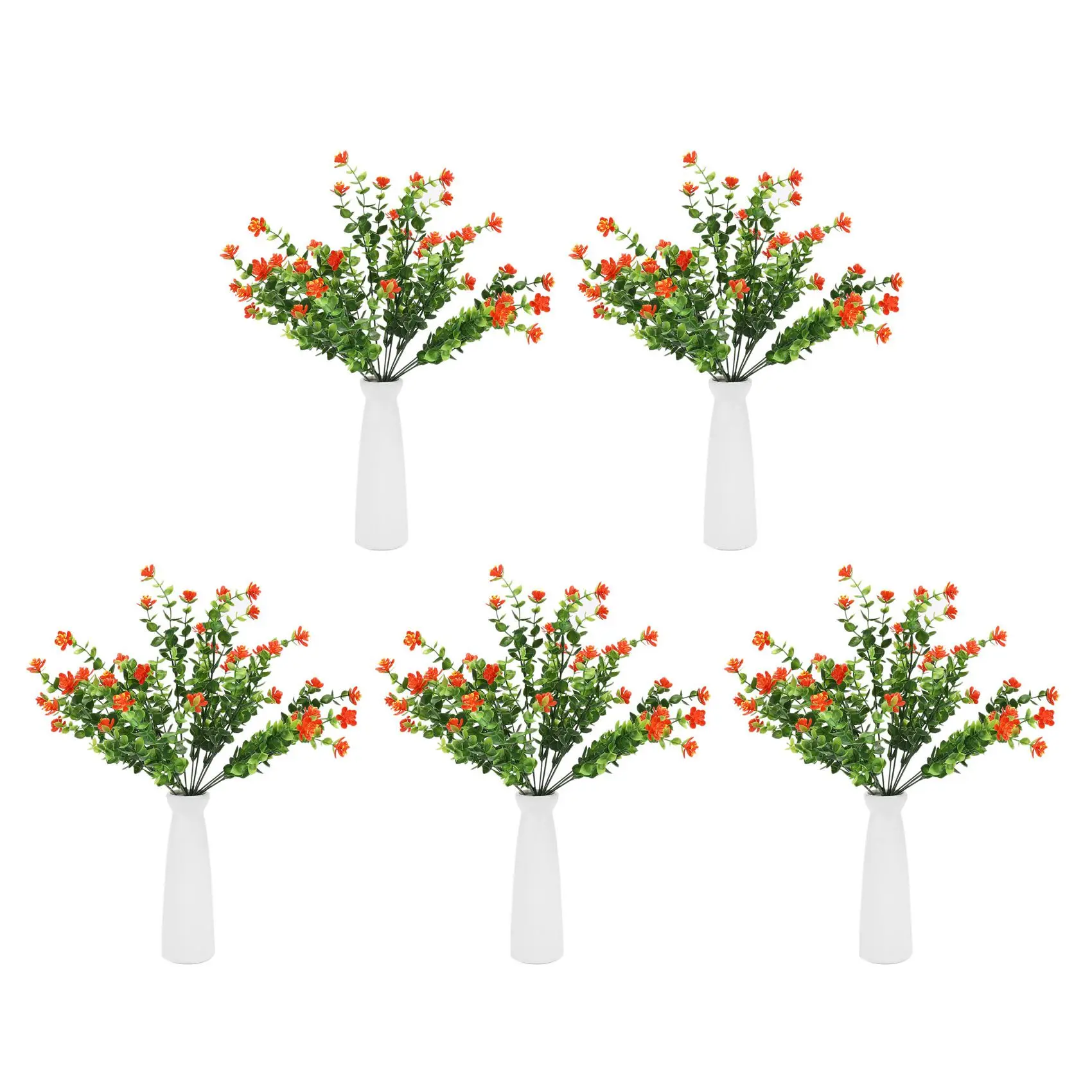 

Fresh 40Pcs Artificial Flowers Outdoor Uv Resistant Plants, 40 Branches Faux Plastic Greenery Shrubs Plants Orange