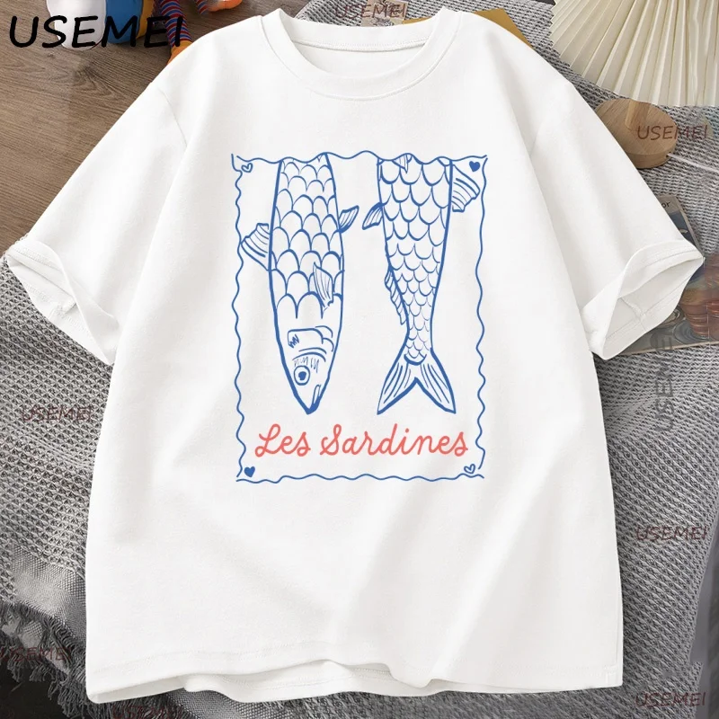 Trendy Sardines T Shirt Aesthetic Fish T-Shirt Summer Short Sleeve Coastal Tee Ocean Men Clothing Man Women Casual Clothes Tees image 3