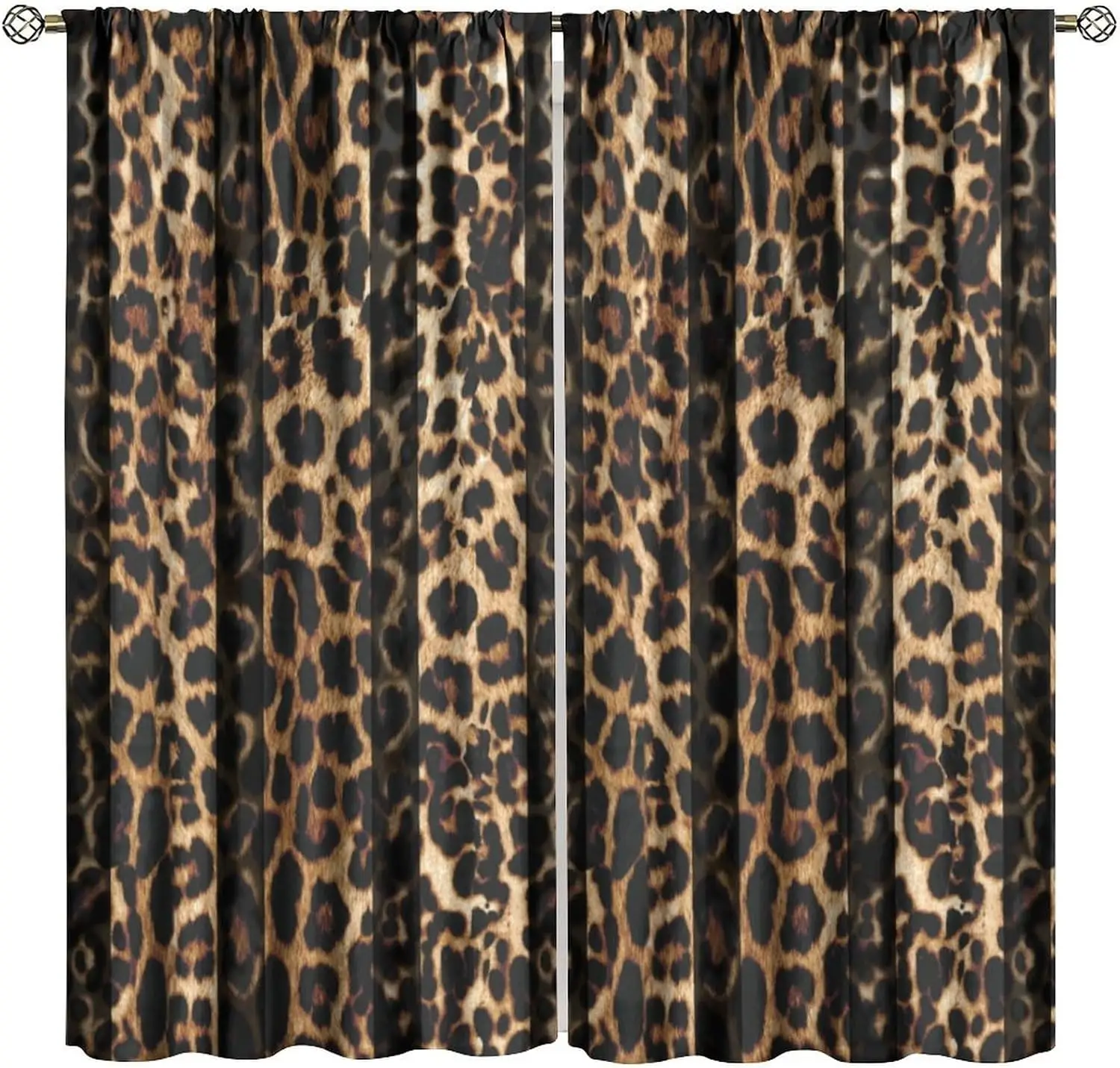 Vintage Animal Skin Curtain Natural Leopard Fur Spot Wild Cheetah Texture Print Light Blocking Drape For Villa Cafe Farm Home