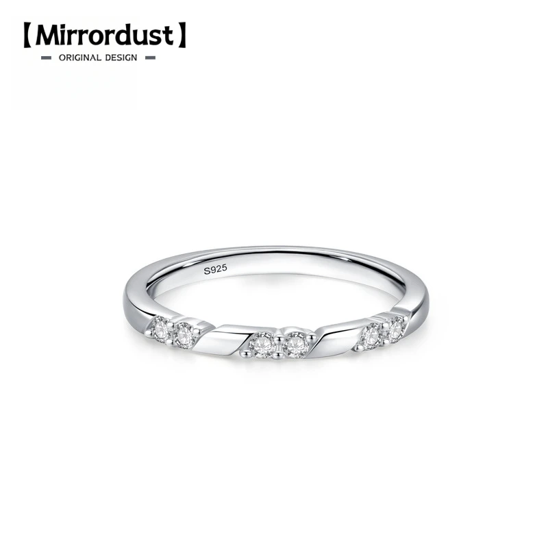 

【Mirrordust】s925 Серебряное кольцо с геометрическим цирконом для женщин, корейский и японский стиль, универсальное модное обручальное кольцо