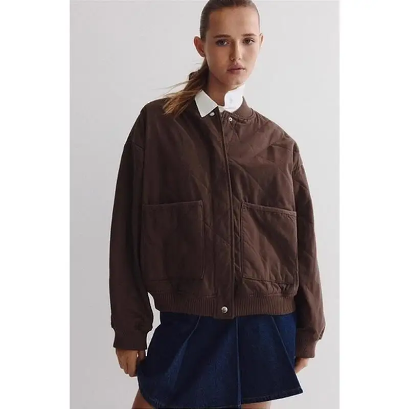 

Loose Oversized Pilot Jaet Cotton Workwear Street Sle Long Sve round Ne Button Closure Autumn Outerwear Coat