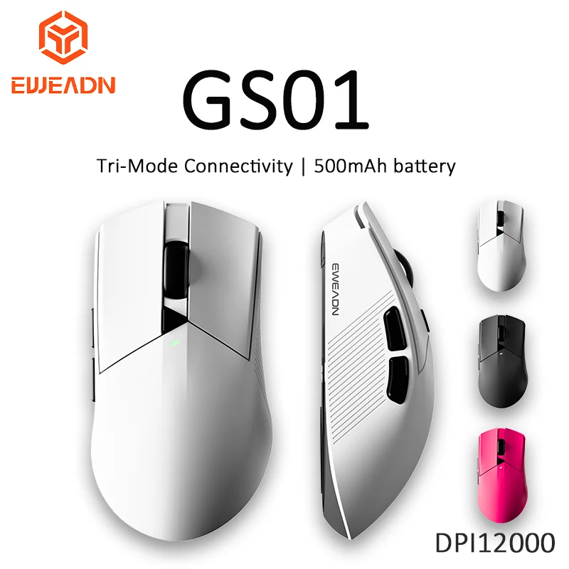 EWEADN GS01 Lightweight Wireless Gaming Mouse, DPI12000, Triple-Mode Connectivity (BT, 2.4GHz Wireless, Wired) , Work, Gaming