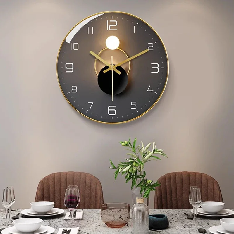 Aesthetic Design Wall Clocks Luxury Digital Living Room Vintage Bedrooms Round Clock Wall Round Reloj De Pared Home Decoration