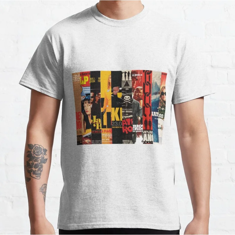 Tarantino Ten 80s vintage movie Pulp fiction Short-sleeve crewneck T-shirt for men large size Adult Tops S-6xl