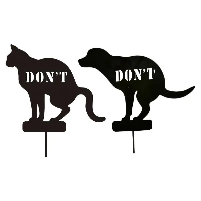 1pc Cast Iron Sign Garden Ground Plug Card Yard \'don\'t\' Warning Grass Decor Stop Dogs cats from Pooping On Your Lawn Sign