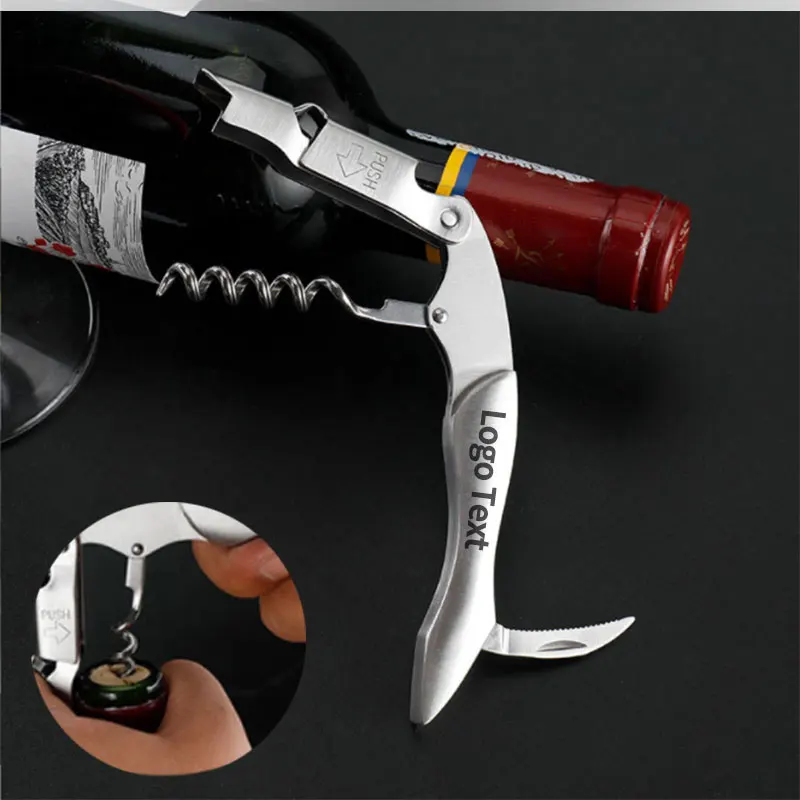 Portable Wood Corkscrew Wine Opener, Multifunction wood Opener with Custom Logo, Metal bottle opener