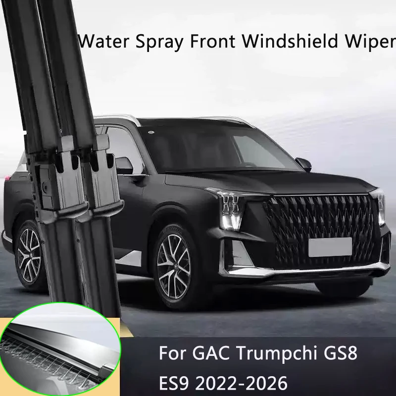 Car Custom Wet Arm Frameless Wiper Blades For GAC TRUMPCHI GS8 ES9 2022-2026 Windshield Water Spray Cleaning Auto Accessory