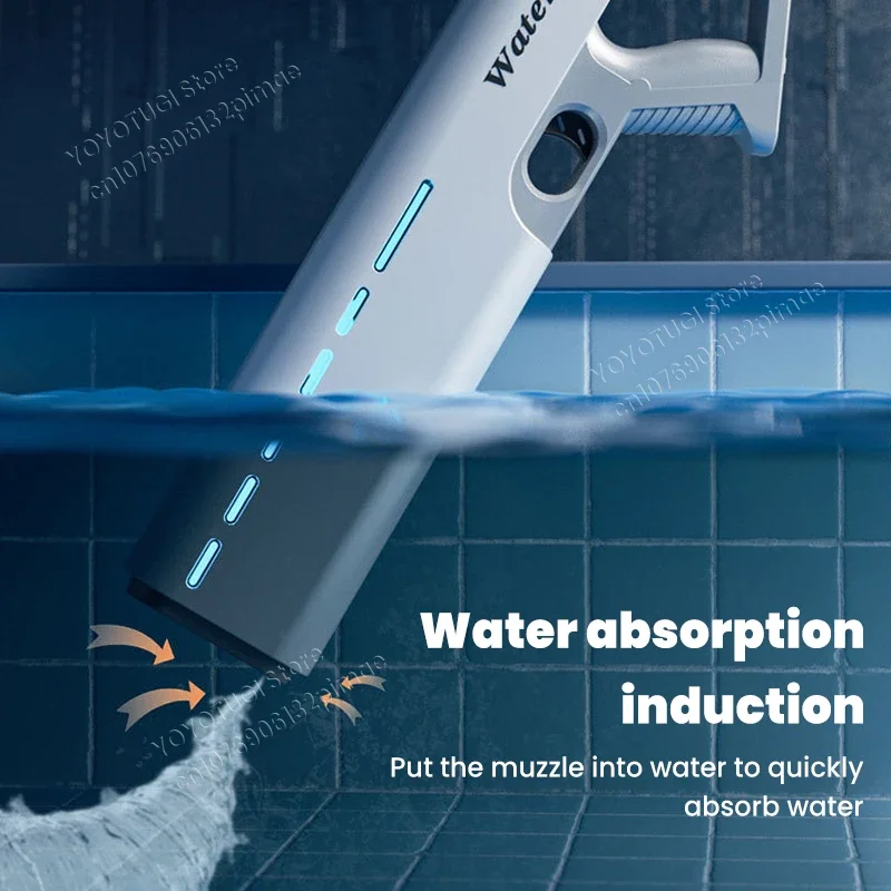 Electric Continuous Water Gun Fully Waterproof and Automatic Water Absorbing Light for Children's Outdoor Water Playing Toy