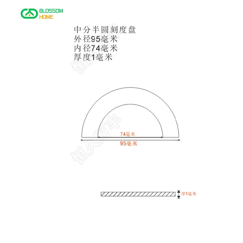 Diameter 95mm,Thickness 1mm,Semi-Circular Scale Semi-Circular Scale Stainless Steel Scale Angle Plate Semi-Circle Angle Ruler