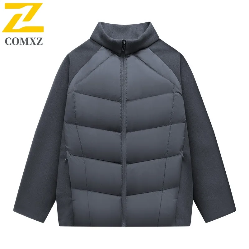 COMXZ 2025 Men Winter Stand Collar Puffer Jacket American Style GrapheneThickened Waterproof Windproof Casual Outdoor Sport Coat