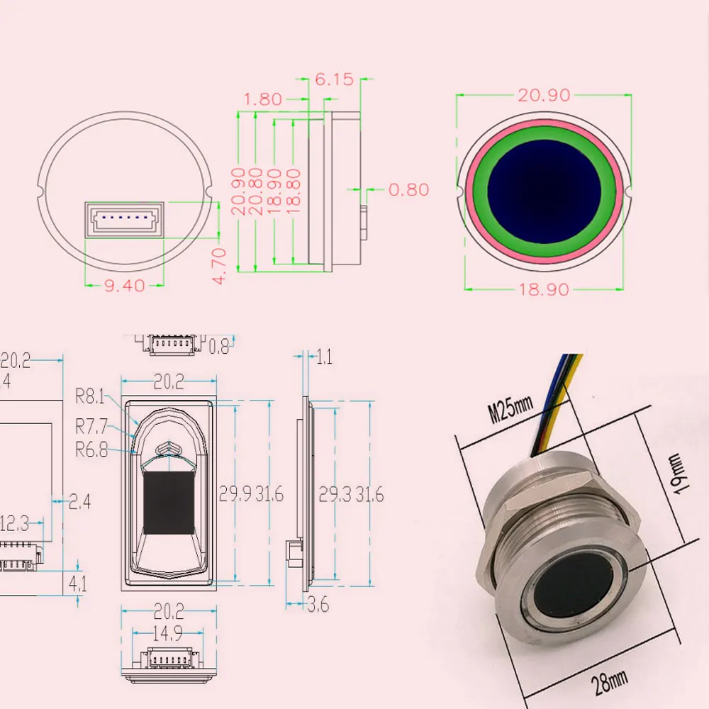 12v diy R503 low power Fingerprint identification module refitting access control vehicle motorcycle fingerprint collection