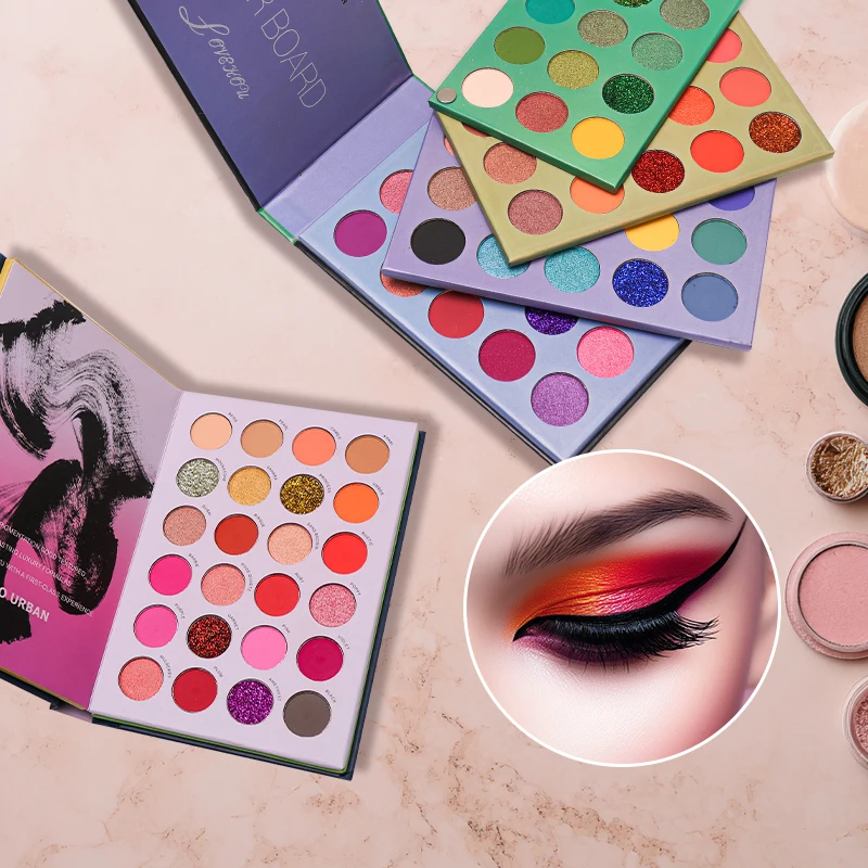 Maquillaje de ojos de 72 colores, paleta de sombra de ojos resistente al agua, brillo, polvo pigmentado mate, brillo prensado, sombra de ojos cosmética de 60 colores