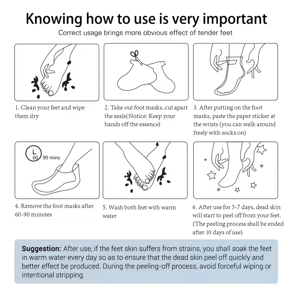 قناع تقشير القدم ، مزيل الكالس من الجلد الميت ، أقدام متصدعة جافة ، لمسة ناعمة للأطفال