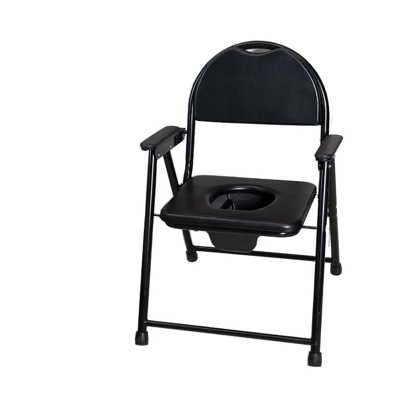 

Carbon Steel Folding Commode Chair for Elderly Post-Surgery Recovery Bedroom Mobile Toilet Bathroom Safety Equipment