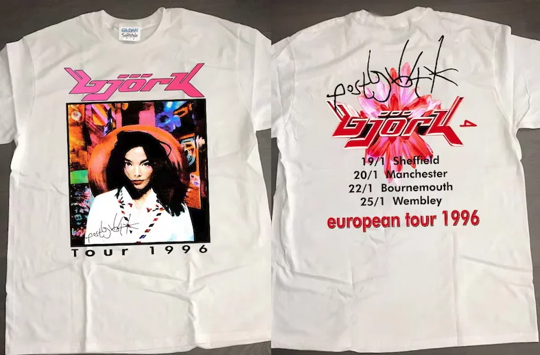 

Bjork Post European Tour 1996 T-Shirt, Bjork Tour '96 T-Shirt