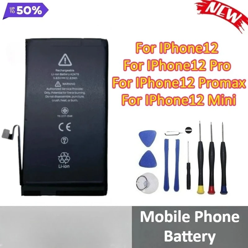 

New 4000mAh 6880mAh 3100mAh Mobile Phone Battery for IPhone 12 12Pro 12Pro Max 12 Mini Compatible Battey + Tools