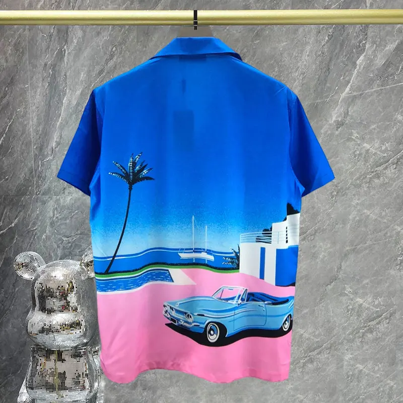 Hawaiian Shirts Summer Shirt Men Streetwear Gold Palace Pattern Print Beach Shirt Hip Hop Harajuku Casual Tropical Holiday Tops