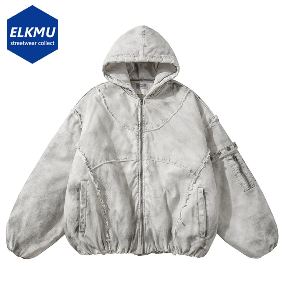 

Vintage Men Winter Jackets Thicken Hooded Parkas Coats Streetwear Hip Hop Oversized Padded Jackets Outwear