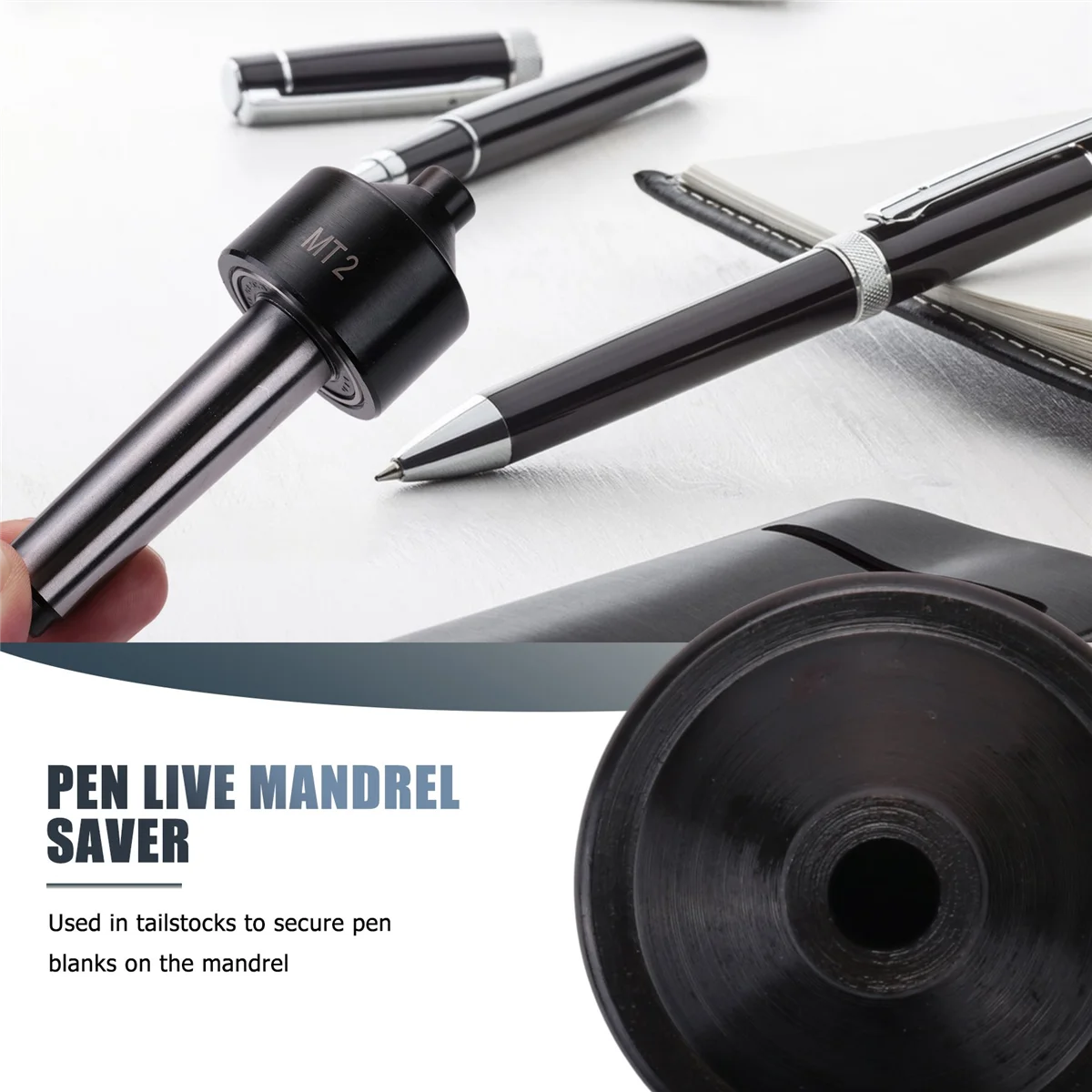 Caneta de torneamento torno, economizador de mandril vivo para carpintaria, cone morse mt2, centro de fígado
