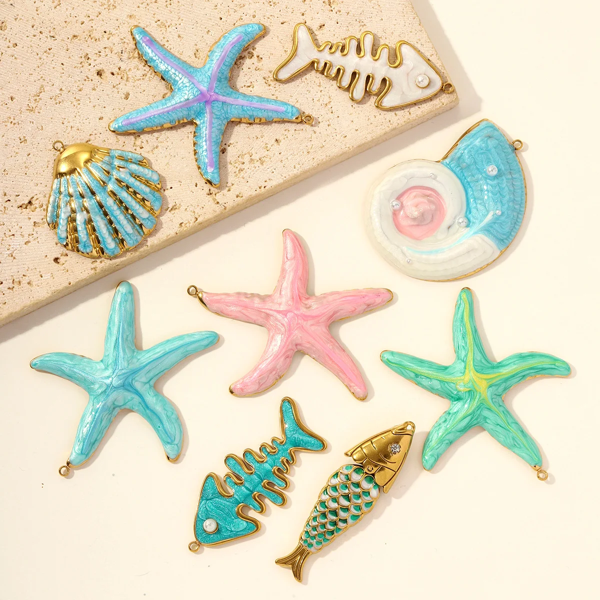 3pcs/Lot Stainless Steel Abalone Shell Flower DIY Earring Charms Conch Necklace Pendants Fish Bone Shoe Accessory Wholesale - view 5