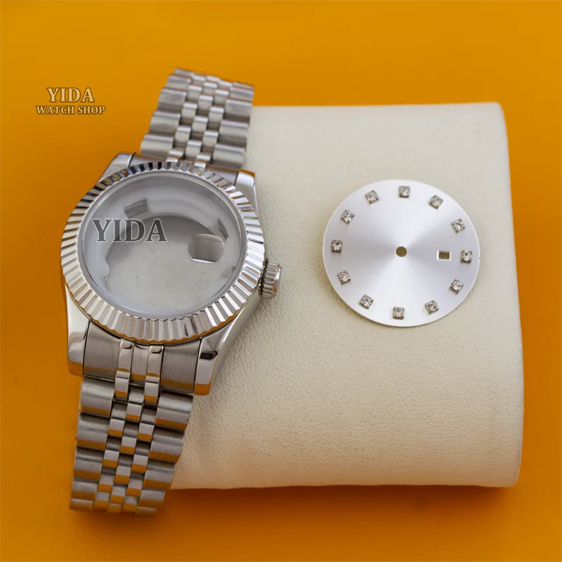 33MM Women's Watch Case Stainless Steel Bracelet Sapphire Crystal 25mm Diamond Dial For DATEJUST NH05 NH06 Movement Accessories