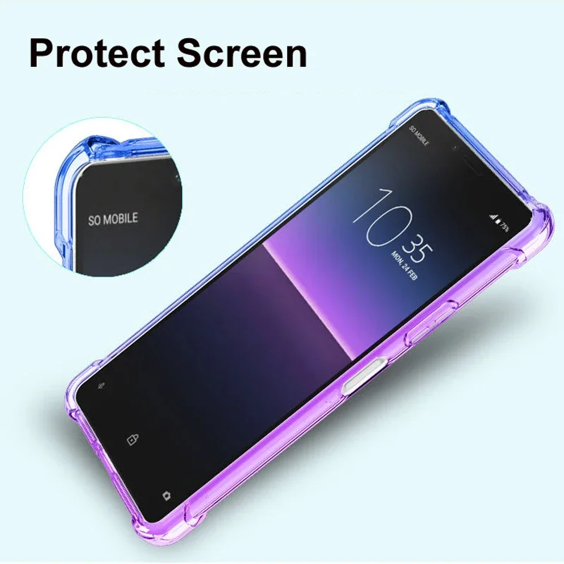Shockproof Air-Bag Case for for Sony Xperia 10 1 VI 5 V IV III II Ace 8 Gradient TPU Silicone Cover Four Corners Anti-Drop Shell view 4