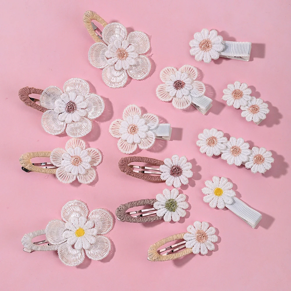 2Pcs Cute Baby Girl Hair Clips Daisy Flower Kids Hairpins Princess Barrette Child Hair Accessories Spring Korean Style Hairgrips