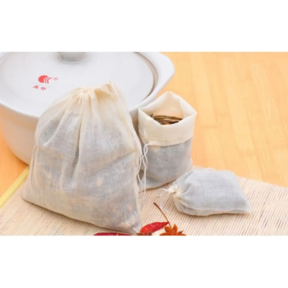 

Chinese Medicine Bag Eco-friendly Cotton Reusable Drawstring Tea Filter Bags for Boiling Soup Decoction Filtration Herbal Tea