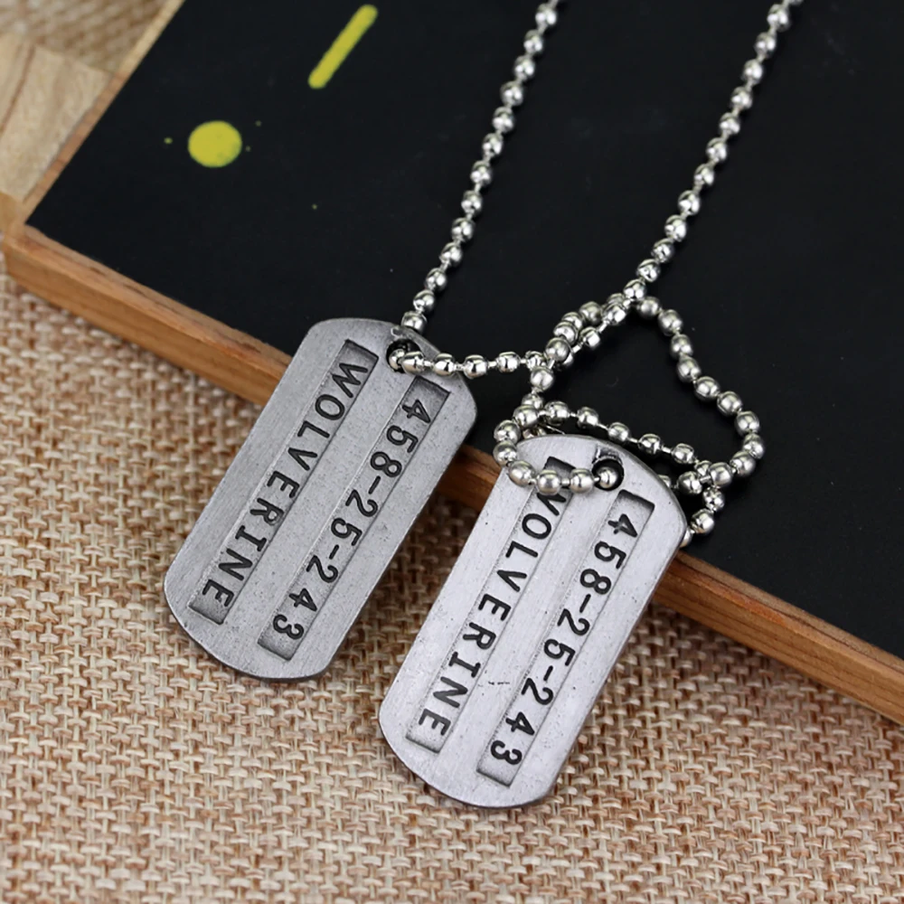 Movie X-Men Wolverine Military Card Necklace Pendant Fashion Superhero Logan Howlett Cosplay Periphery Necklaces