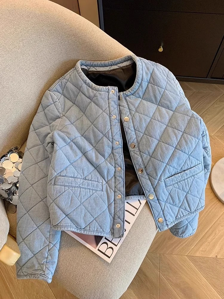 

Корейская легкая теплая хлопковая куртка для мужчин и женщин, осенне-зимняя мода, универсальные облегающие джинсы, хлопковая верхняя одежда