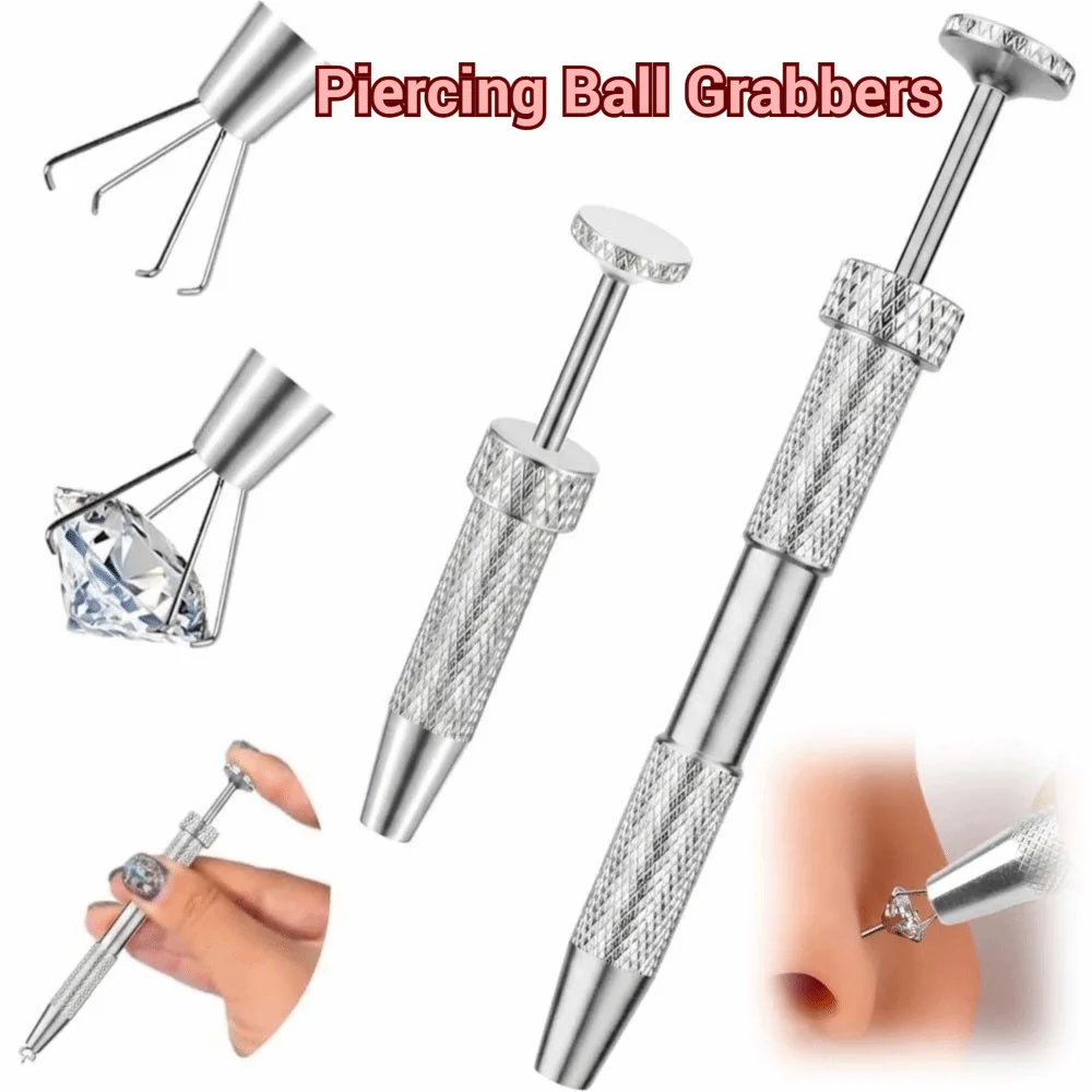1/2pcs Stainless Steel Piercing Ball Grabbers 4-Prong Precision Multifunctional Claw Tweezers Professional Anti-Slip