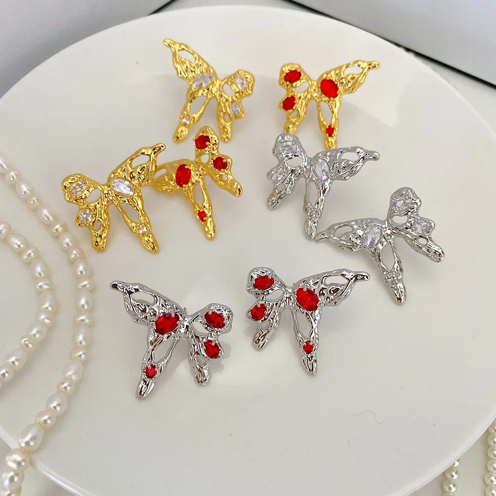 

925 Silver Butterfly Zircon Earrings Hypoallergenic Luxury Minimalist Elegant Jewelry Gift for Women Girls Trendy