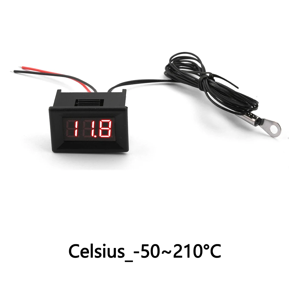 Mini LCD Digital Thermometer 0.36 inch -50℃ to 210℃ Temperature Sensor Meter DC 6V 12V 24V Temperature Gauge Instruments NTC