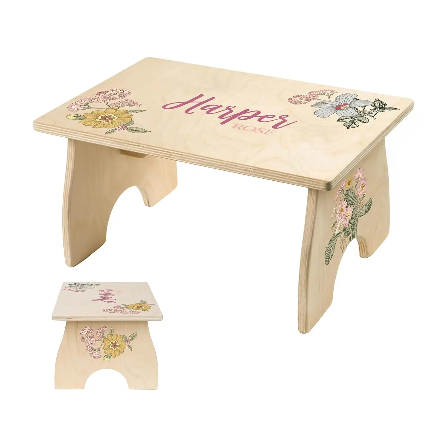 Step Stool for Toddlers- Personalized Wood Kids Step Stool with Name for Kitchen Sink, Bathroom, Potty Training, Toilet