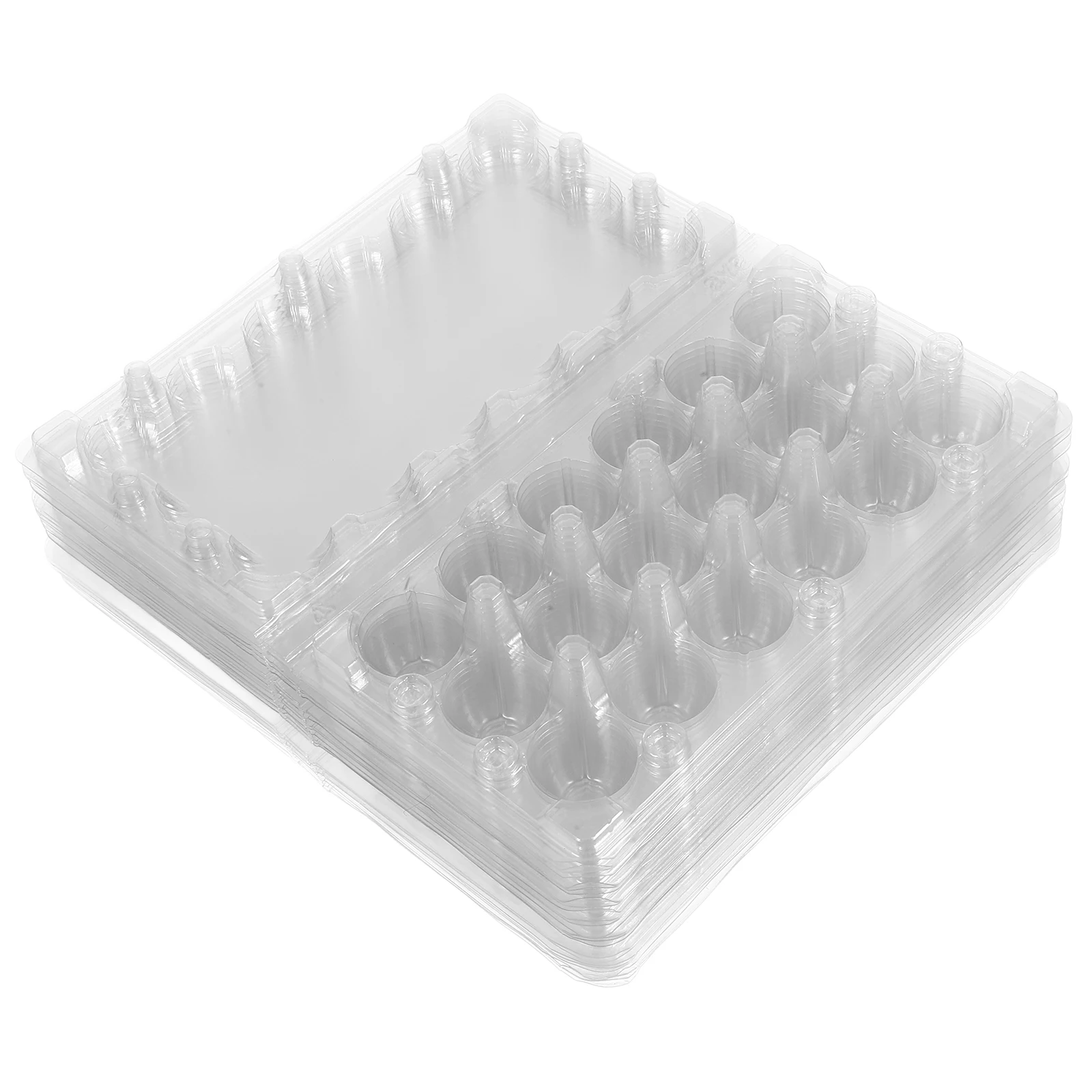 

25pcs Egg Storage Box 18 Compartments PVC Stackable Transparent Large Capacity Quail Egg Cartons Chicken Basket Kitchen