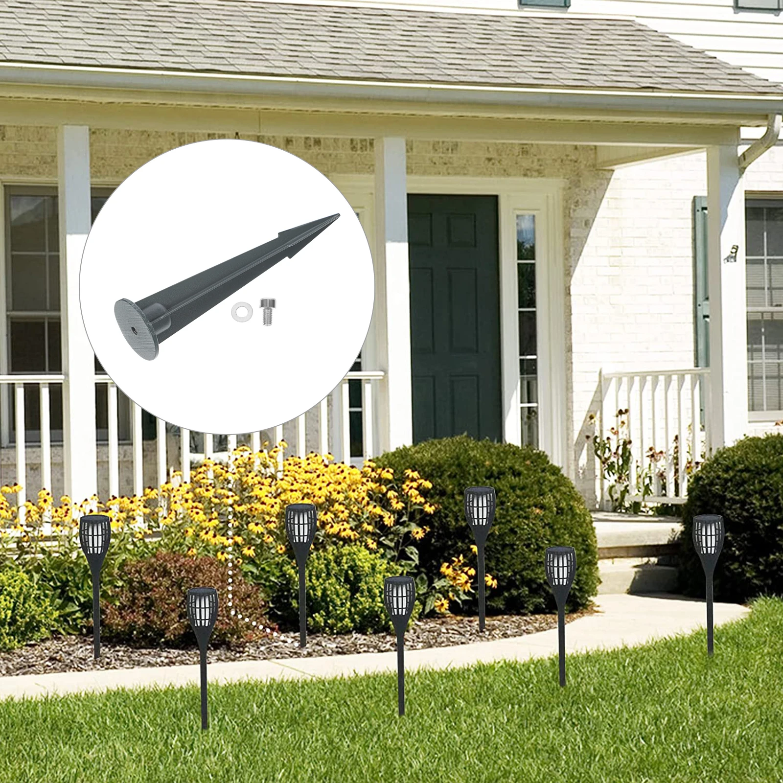 

4Pcs Replacement Metal Ground Stake Spike Compact Lightweight Portable for Pathway Solar Light Garden Decor Solar Light Stakes