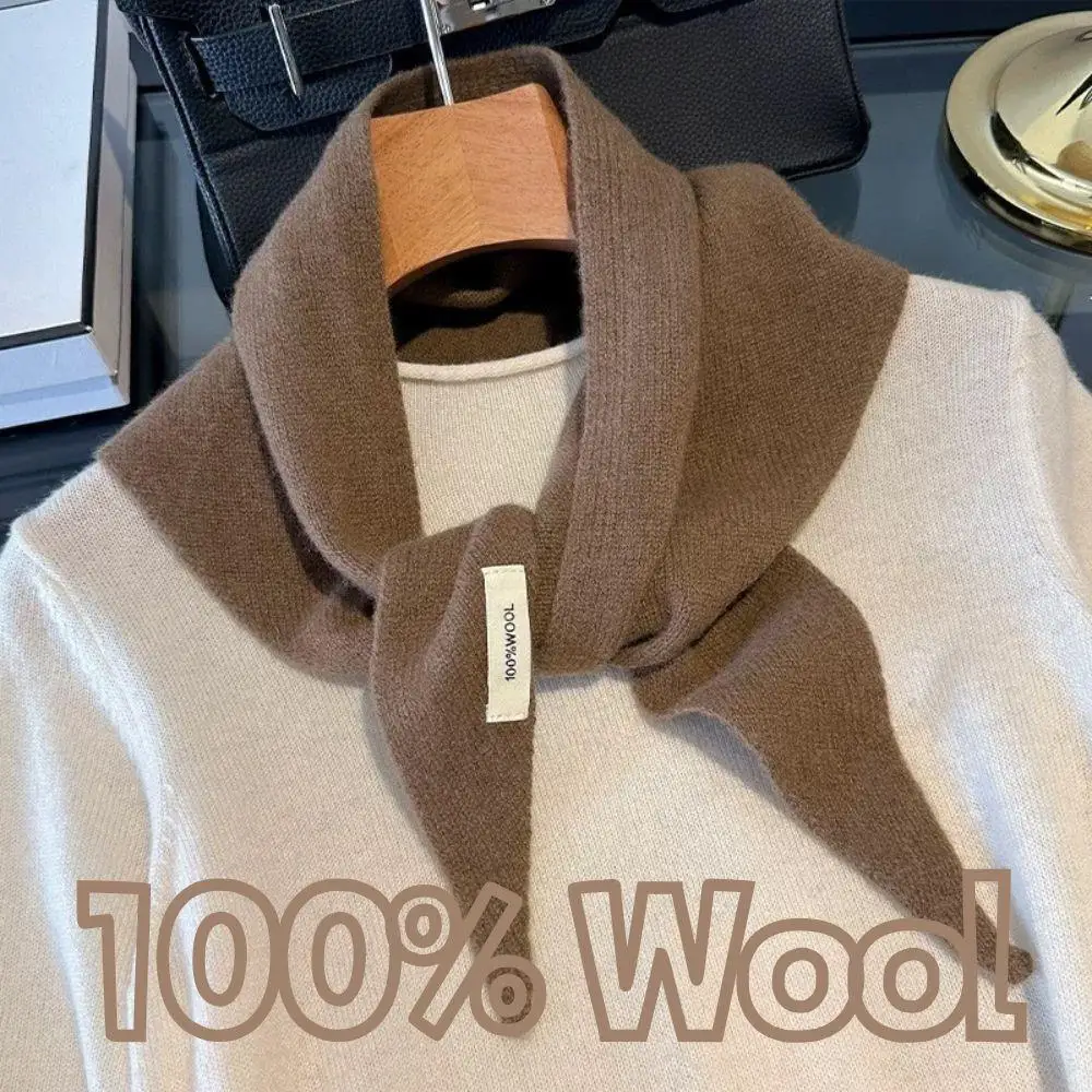 100% الصوف الكورية نمط محبوك الثلاثي وشاح المرأة شتاء دافئ الحجاب شال متعدد الوظائف منديل الحجاب #1