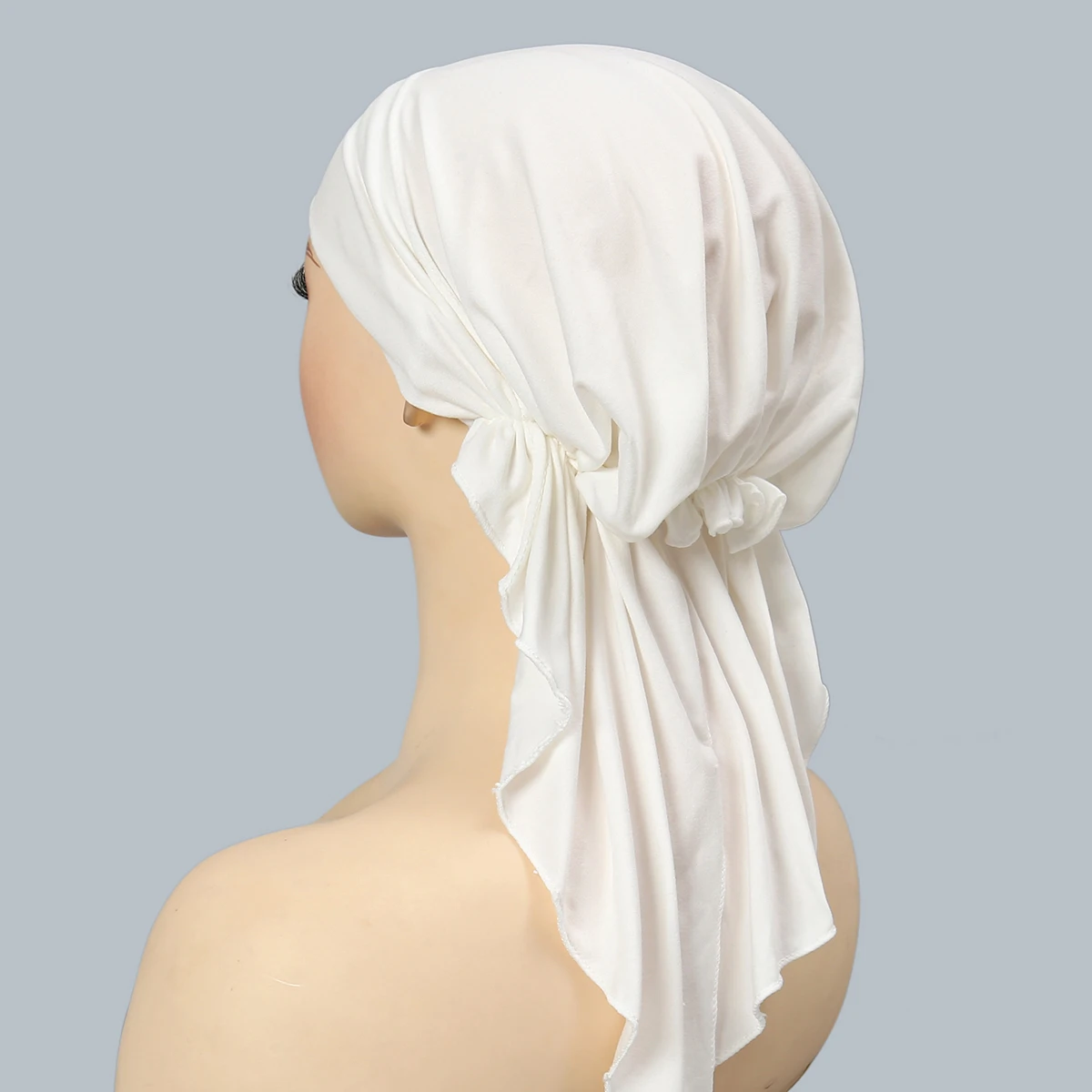 2024 New Muslim Fashion Hijab Turban Hats Long Tail Head Wraps Elastic Hats Breathable Chemo Cap For Women Girls