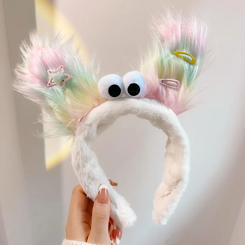 Kawaii Pluche Lelijke Pop Hoofdband Haar Hoepel Voor Vrouwen Meisjes Festival Feest Grappige Haarband Hoofddeksels Schattig Cosplay Haar Ornament