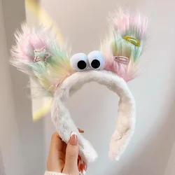 Kawaii Plush Ugly Doll Headband Hair Hoop for Women Girls Festival Party Funny Hairband Headwear Cute Cosplay Hair Ornament